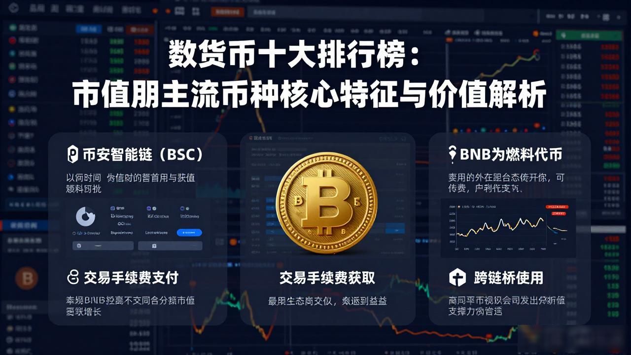 数字货币十大排行榜:市值前列主流币种核心特征与价值解析