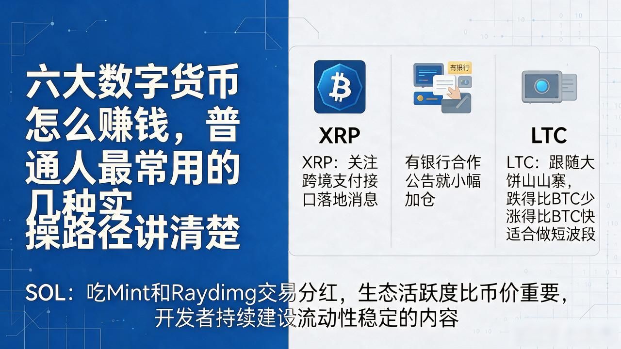六大数字货币怎么赚钱,普通人最常用的几种实操路径讲清楚